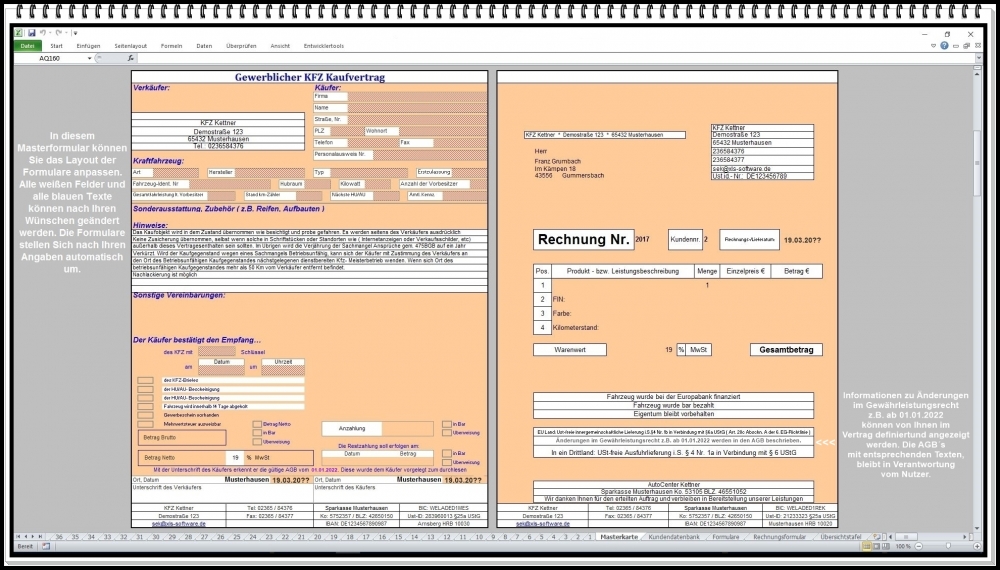 Bild 1 von Digitaler KFZ Kaufvertrag – Professionelle Auto Kaufvertrag Vorlage  mit Rechnungsformular