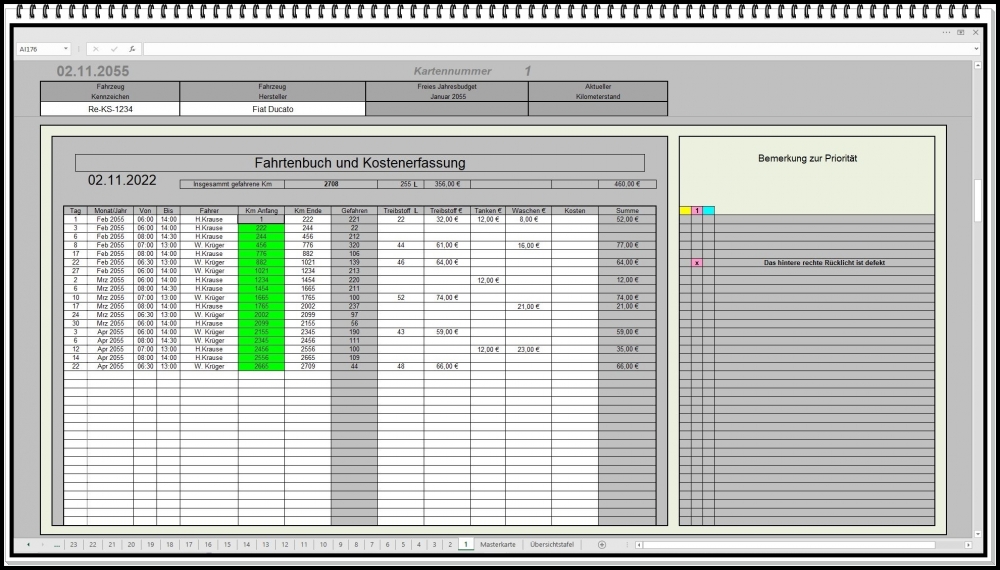 Bild 1 von Fuhrparkverwaltung für Unternehmen und Speditionen – Excel Software für Fahrzeuge, Kosten und Termin