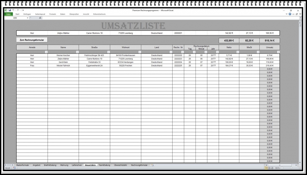 Bild 1 von Premium Rechnungsprogramm Datenbank Lieferschein Angebote Kostenvoranschlag Mahnung Umsatzliste PDF