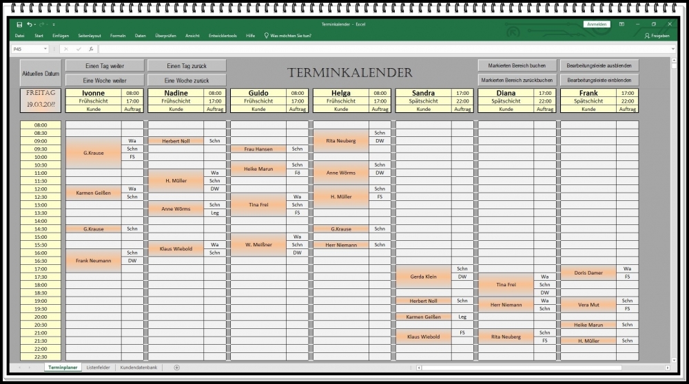 Bild 1 von Terminplaner Excel Vorlage – einfache Planung für Mitarbeiter, Räume & Ressourcen