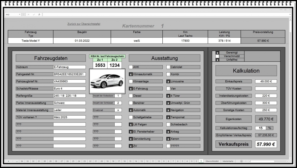 Bild 1 von Autohaussoftware. Excel App für Autohäuser