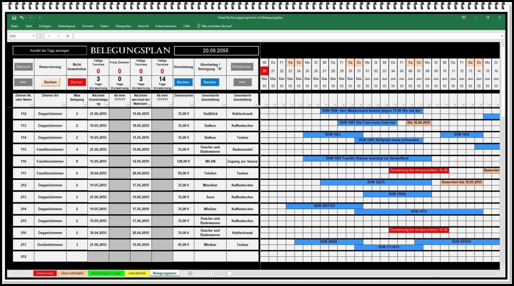 Bild 1 von Belegungskalender mit Rechnungsprogramm und Kundendatenbank