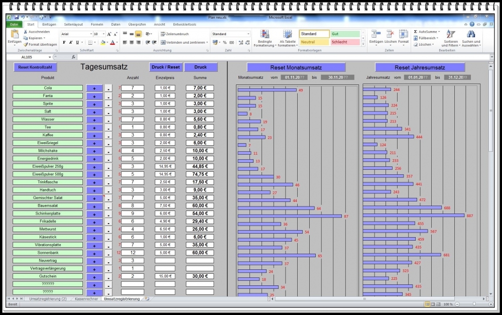 Bild 1 von Umsatzregister Kassensoftware – Verkaufsstatistik, Tagesumsatz und Kassenübersicht