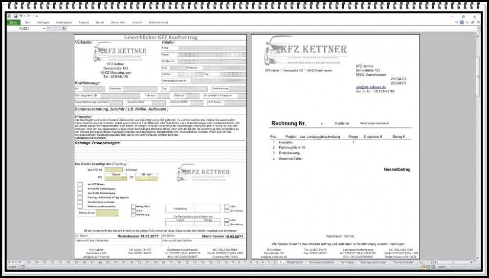 Bild 1 von Digitaler KFZ Kaufvertrag mit Rechnungsformular