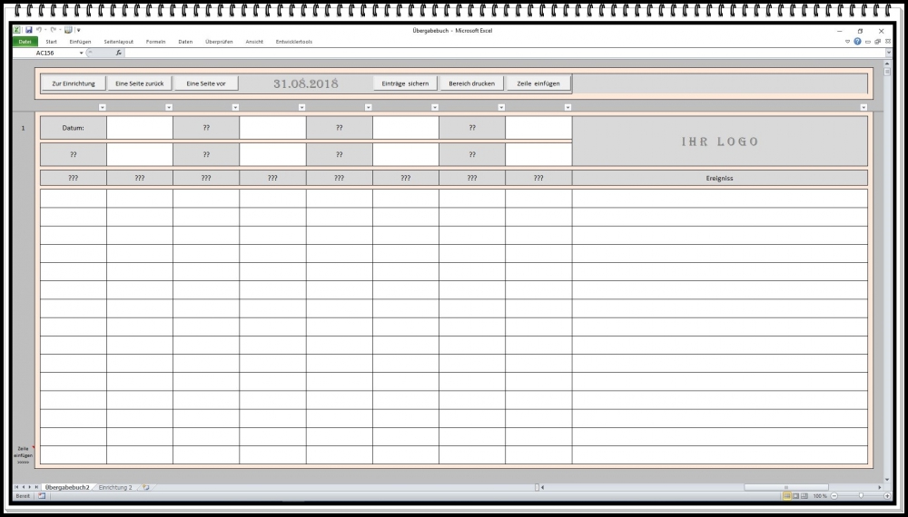 Bild 1 von Digitales Schichtbuch & Übergabebuch Excel – Schichtprotokoll Software für Schichtübergabe, Ereignis
