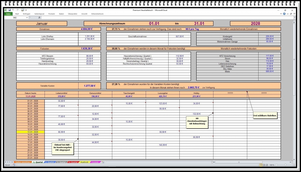 Bild 1 von Digitales Haushaltsbuch Budgetplaner Excel Finanzplaner download