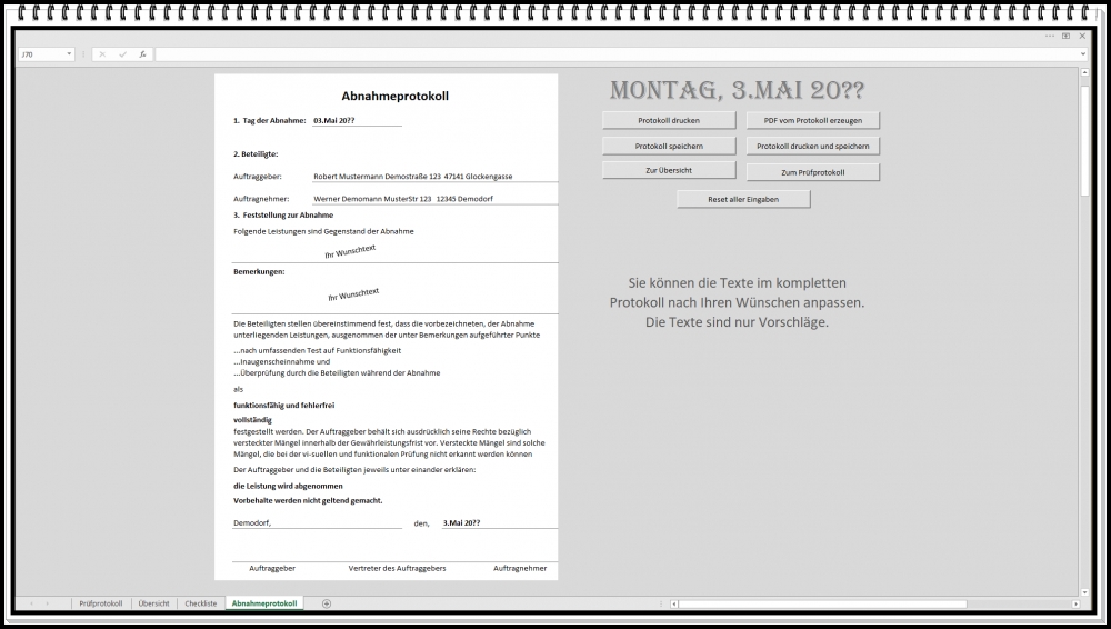 Bild 1 von Prüfbuch Kraftbetriebene Türen & Tore – Excel Prüfsoftware mit Protokoll