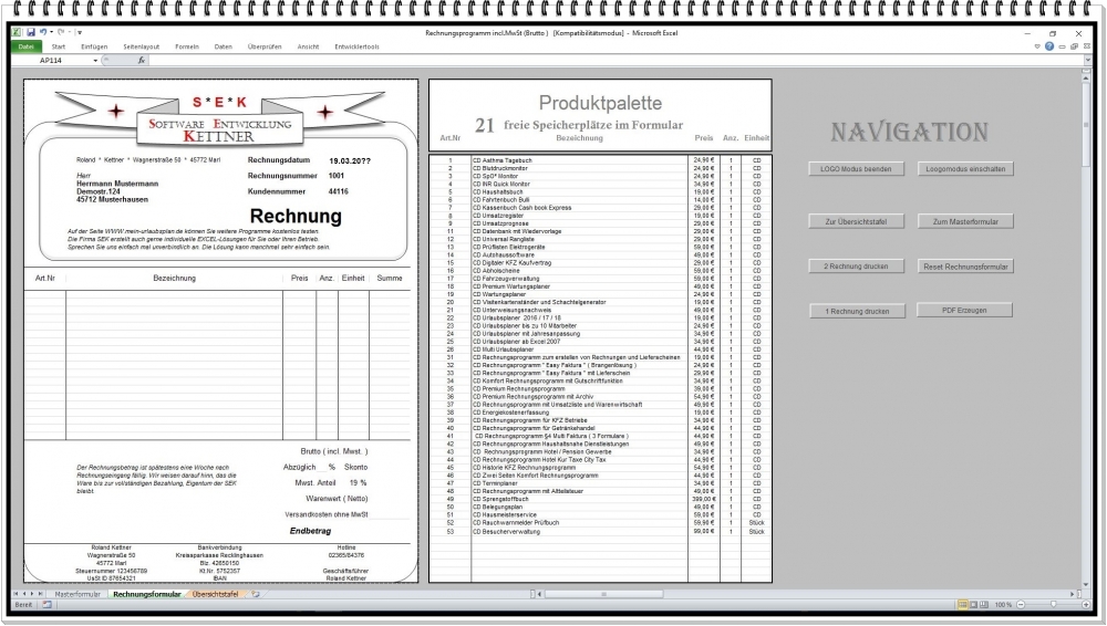 Bild 1 von Komfort Rechnungssoftware – Rechnungen schreiben für Kleinunternehmer § 19 UStG und Unternehmen