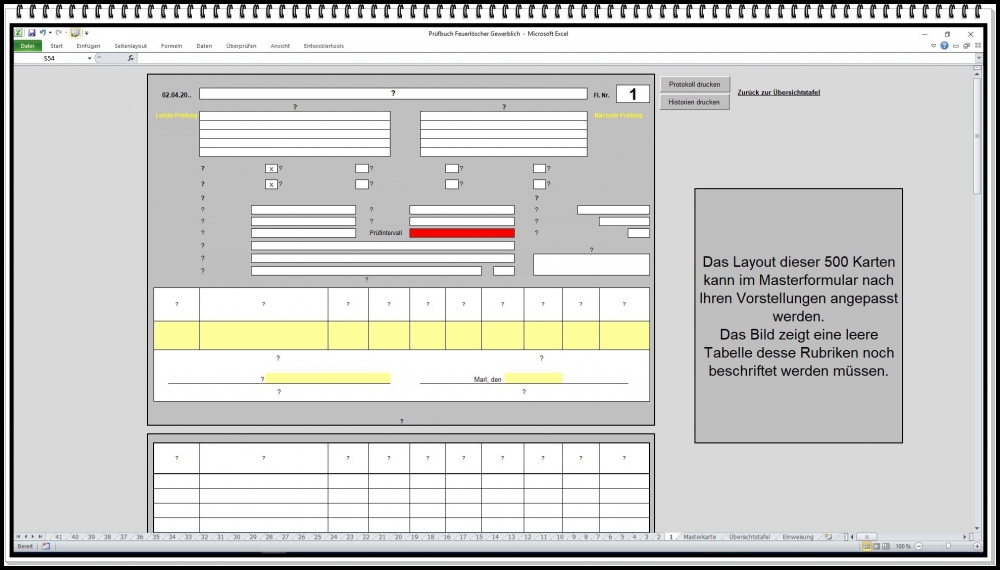 Bild 1 von Feuerlöscher Wartungssoftware – Excel Prüfbuch für Feuerlöscher, Wartung und Brandschutz