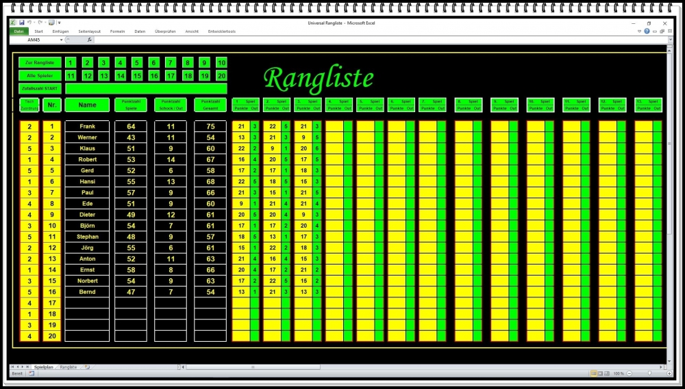 Bild 1 von Excel Rangliste – Ranglisten Software für Sport, Turniere und Wettbewerbe aller Art