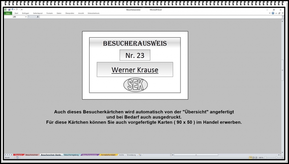 Bild 1 von Besucherverwaltung Software – Digitale Besucherregistrierung und Zutrittskontrolle mit Excel