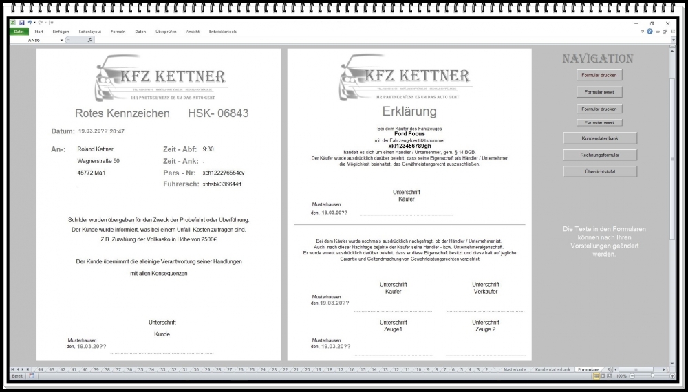 Bild 1 von Digitaler KFZ Kaufvertrag – Professionelle Auto Kaufvertrag Vorlage  mit Rechnungsformular