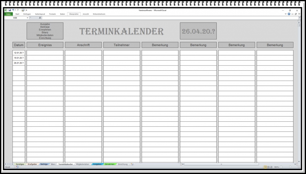 Bild 1 von Vereinsverwaltung Mitgliederverwaltung Beitragsverwaltung  Software App in Excel  für Vereine