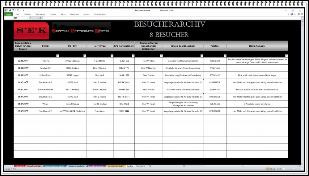 Bild 1 von Besucherverwaltung Software – Digitale Besucherregistrierung und Zutrittskontrolle mit Excel