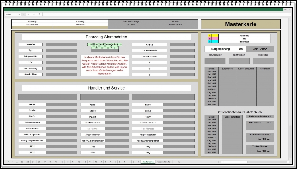 Bild 1 von Fuhrparkverwaltung für Unternehmen und Speditionen – Excel Software für Fahrzeuge, Kosten und Termin