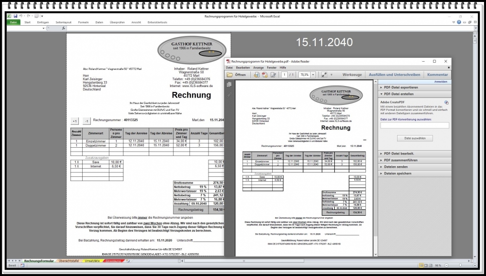 Bild 1 von Rechnungsprogramm Rechnungssoftware für Hotel Motel Herberge Pensionen FeWo  Gästeliste download