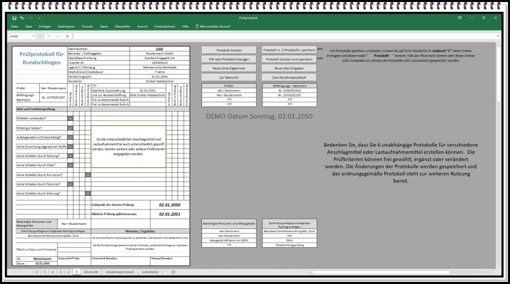 Bild 1 von Prüfbuch Prüfprotokoll Prüfnachweis für Hebezeuge Anschlagmittel Lastaufnahmemittel Ladungssicherung