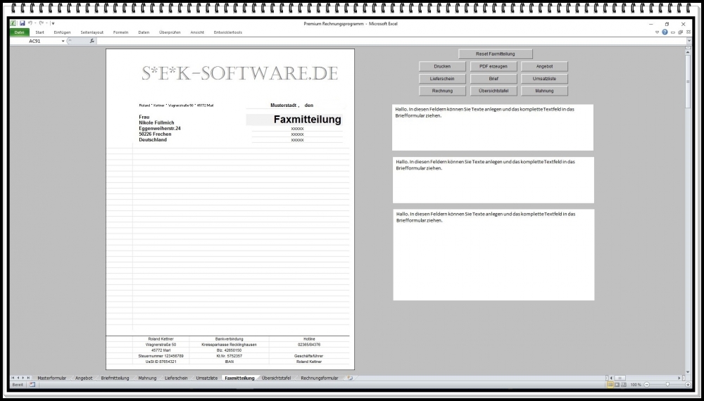 Bild 1 von Premium Rechnungsprogramm Datenbank Lieferschein Angebote Kostenvoranschlag Mahnung Umsatzliste PDF