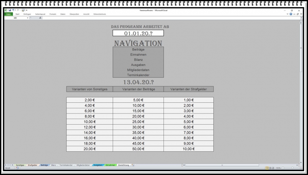 Bild 1 von Vereinsverwaltung Mitgliederverwaltung Beitragsverwaltung  Software App in Excel  für Vereine
