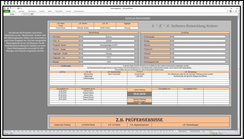 Brandschutzeinrichtungen prüfen Brandschutztüren Formular Vordruck Prüfung Excel