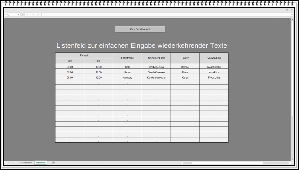 Bild 1 von Excel Fahrtenbuch digitale Vorlage einfach MPU Privat Betrieb keine Folgekosten