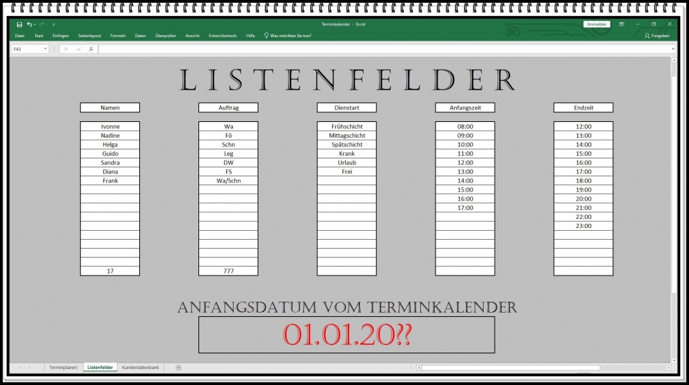 Bild 1 von Terminplaner Excel Vorlage – einfache Planung für Mitarbeiter, Räume & Ressourcen